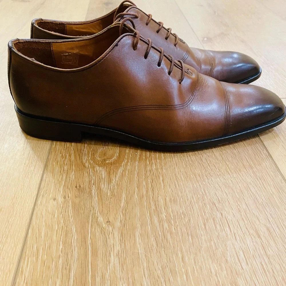 Massimo Matteo Firenze Dress Shoes Brown Leather Oxford Italy Office Work Size 9